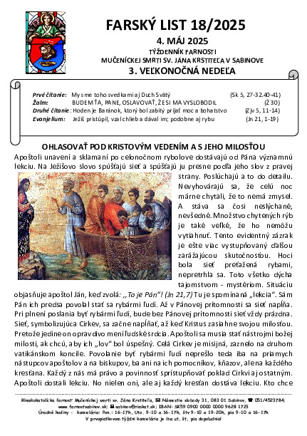 Farský list 3. Veľkonočná nedeľa