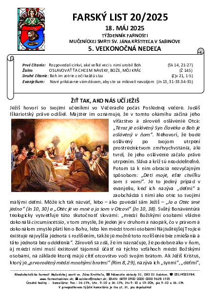 Farský list 5. Veľkonočná nedeľa