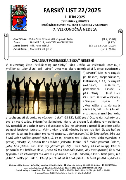 Farský list 7. Veľkonočná nedeľa