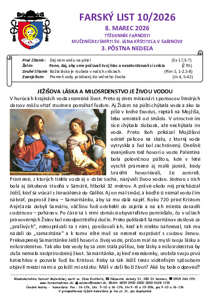 Farský list - 3. pôstna nedeľa