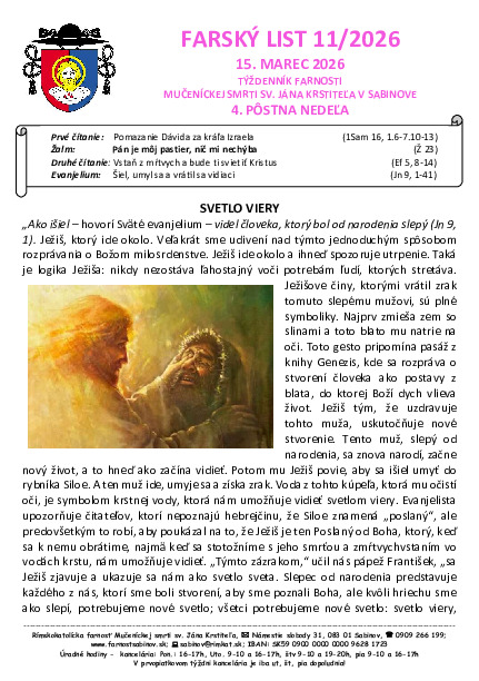 Farský list - 4. pôstna nedeľa