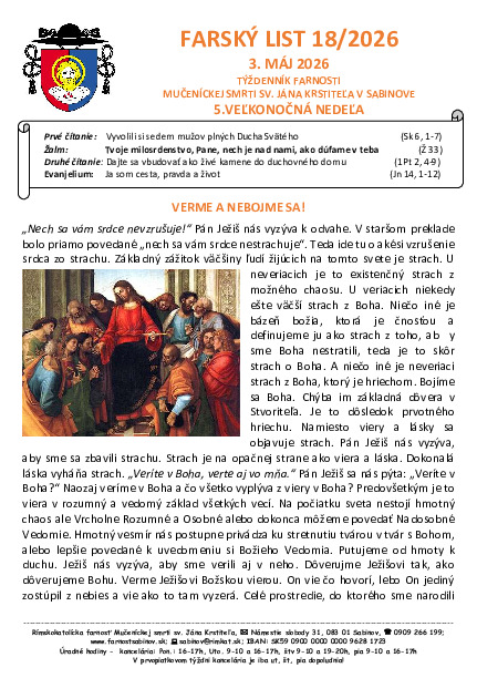 Farský list - 5. veľkonočná nedeľa